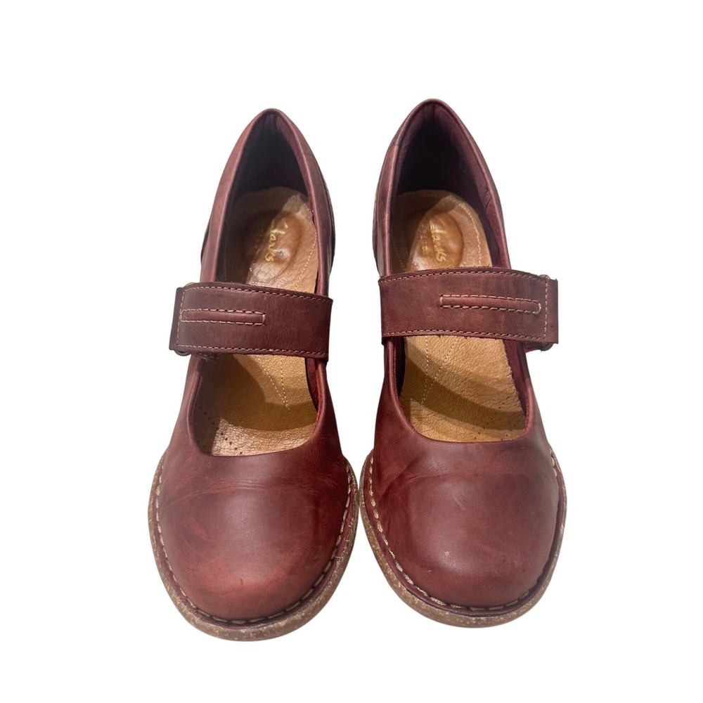 Clarks Artisan Carleta Prato Mary Jane Heels 6.5 Burgundy Leather View 4